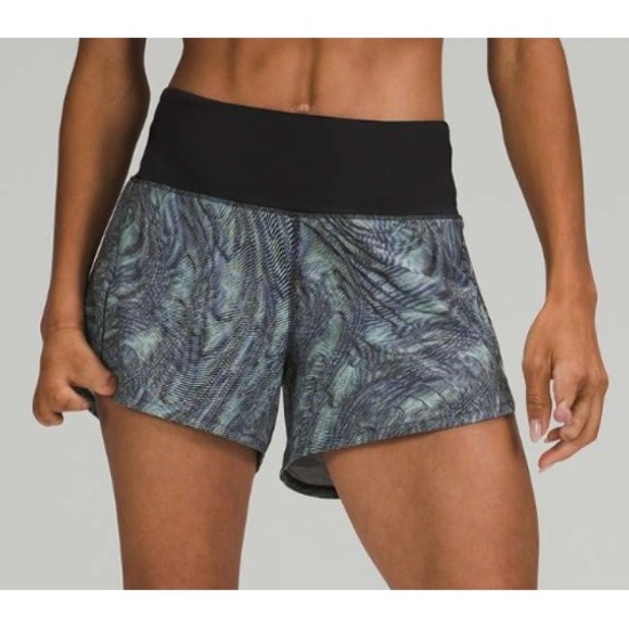 Lululemon Speed Up High Rise Short Womens 4 Dimensional Icing Blue Multi / Black - Picture 2 of 11